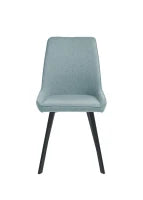 E-STYLO Sedia da pranzo in microfibra acquamarina con gambe e struttura in metallo nero, 48cm X 60cm H. 87cm.