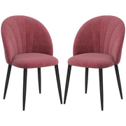 SET 2 SEDIE DA PRANZO IN VELLUTO IMBOTTITE CON GAMBE IN METALLO, ROSSO