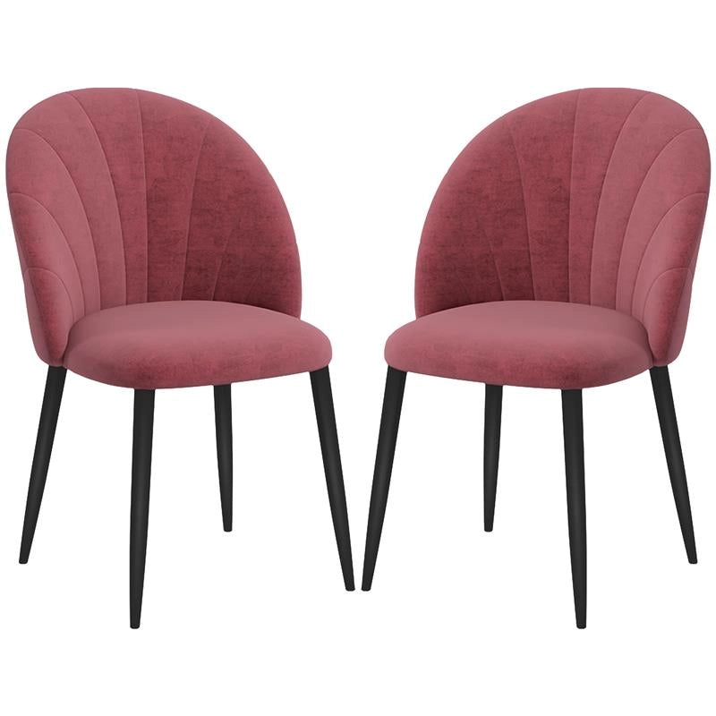 SET 2 SEDIE DA PRANZO IN VELLUTO IMBOTTITE CON GAMBE IN METALLO, ROSSO