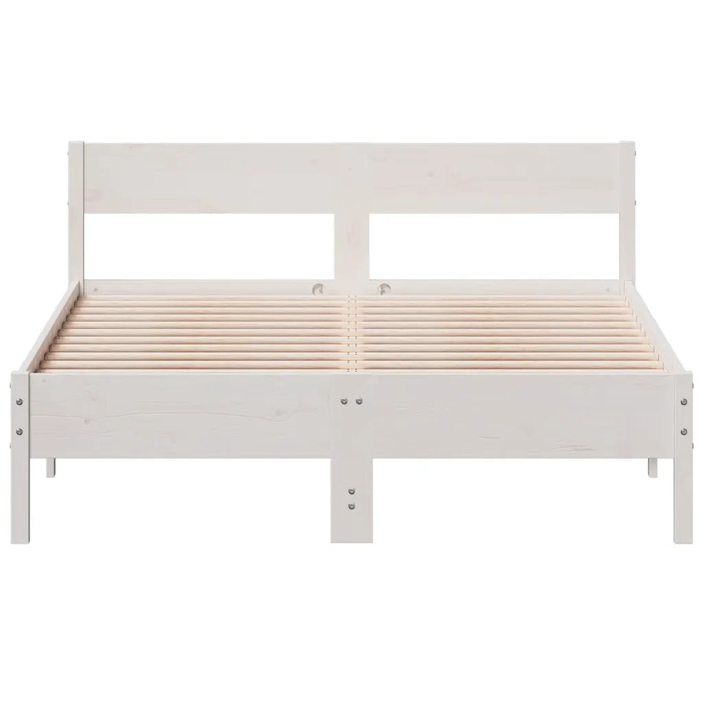 Letto senza Materasso Bianco 140x190 cm Legno Massello di Pino 842767
