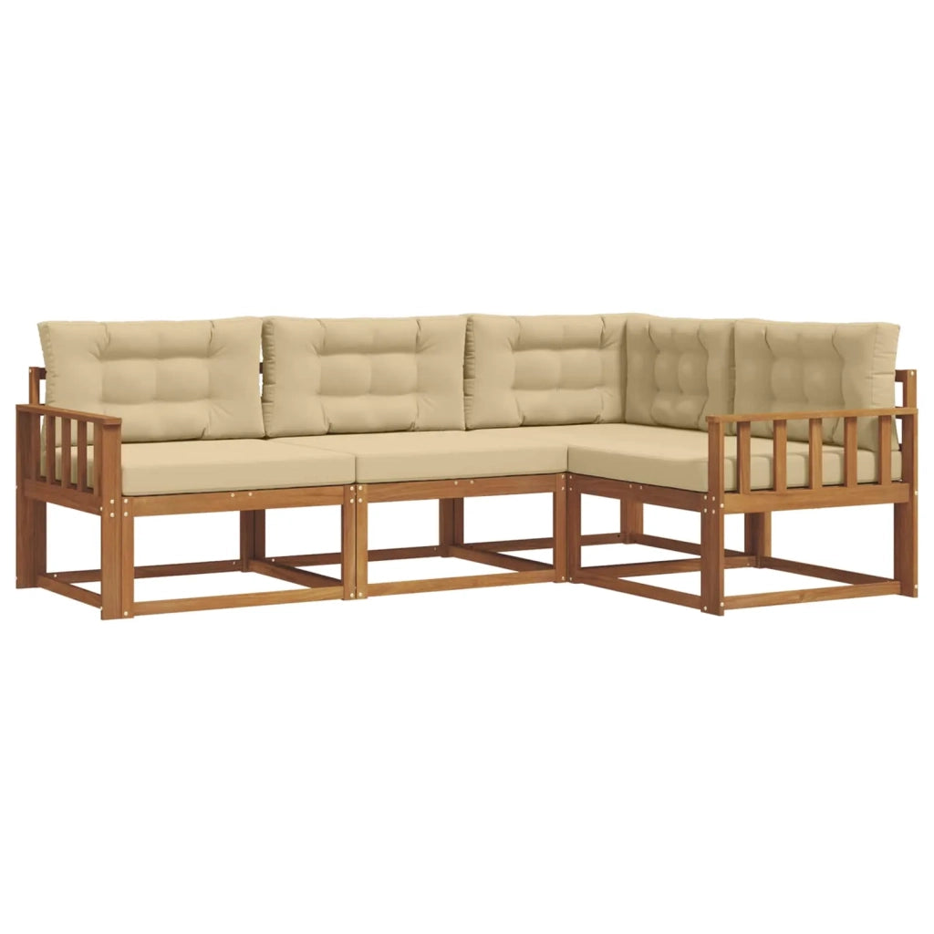 Set di divani da esterno con cuscino 4 pcs Naturale e Beige