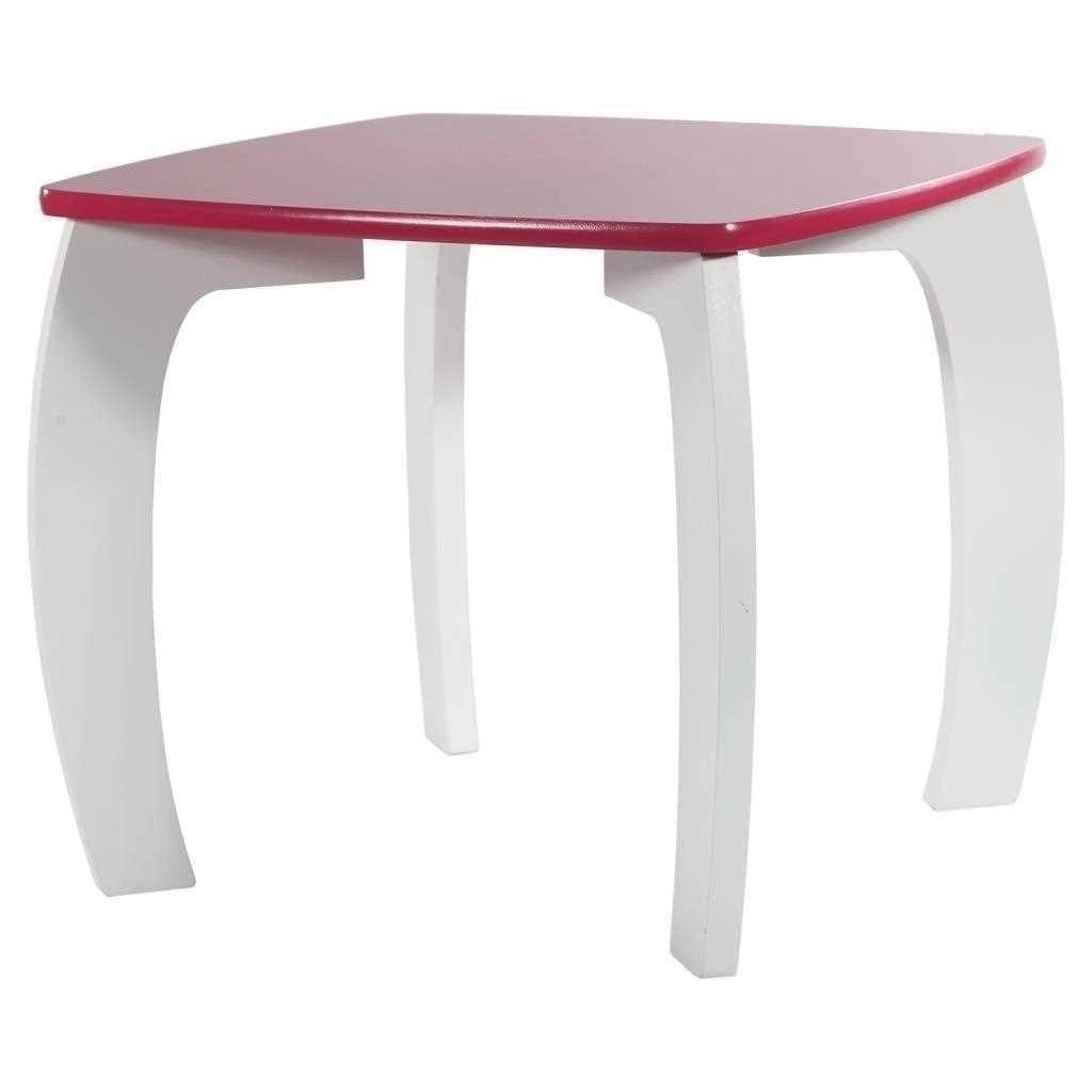 Set tavolo/2 sgabelli legno bianco/rosa
