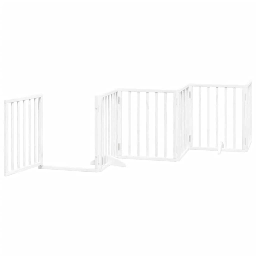 Cancelletto di sicurezza per animali domestici porta pieghevole 12 pannelli legno di pioppo bianco 02_0023166