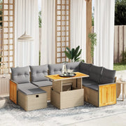 Set Divano da Giardino 8 pz con Cuscini Beige in Polyrattan 3276265