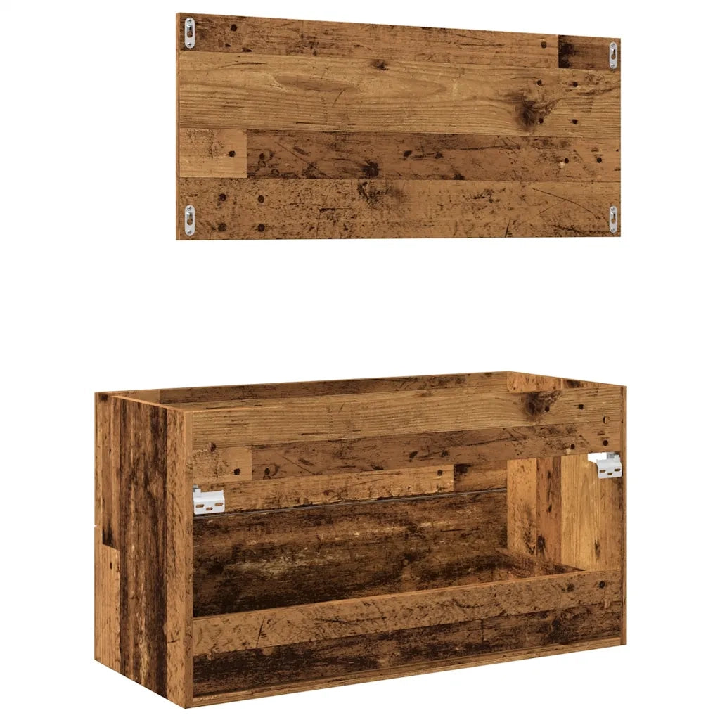 Set Mobili da Bagno 2 pz Legno Antico in Legno Multistrato 856388