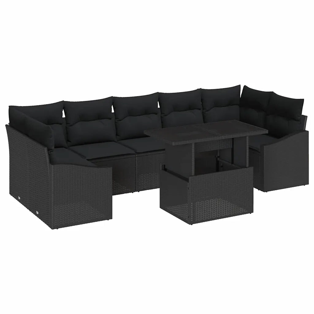 Set Divano da Giardino con archiviazione 8 pcs Nero Poly Rattan 3357696