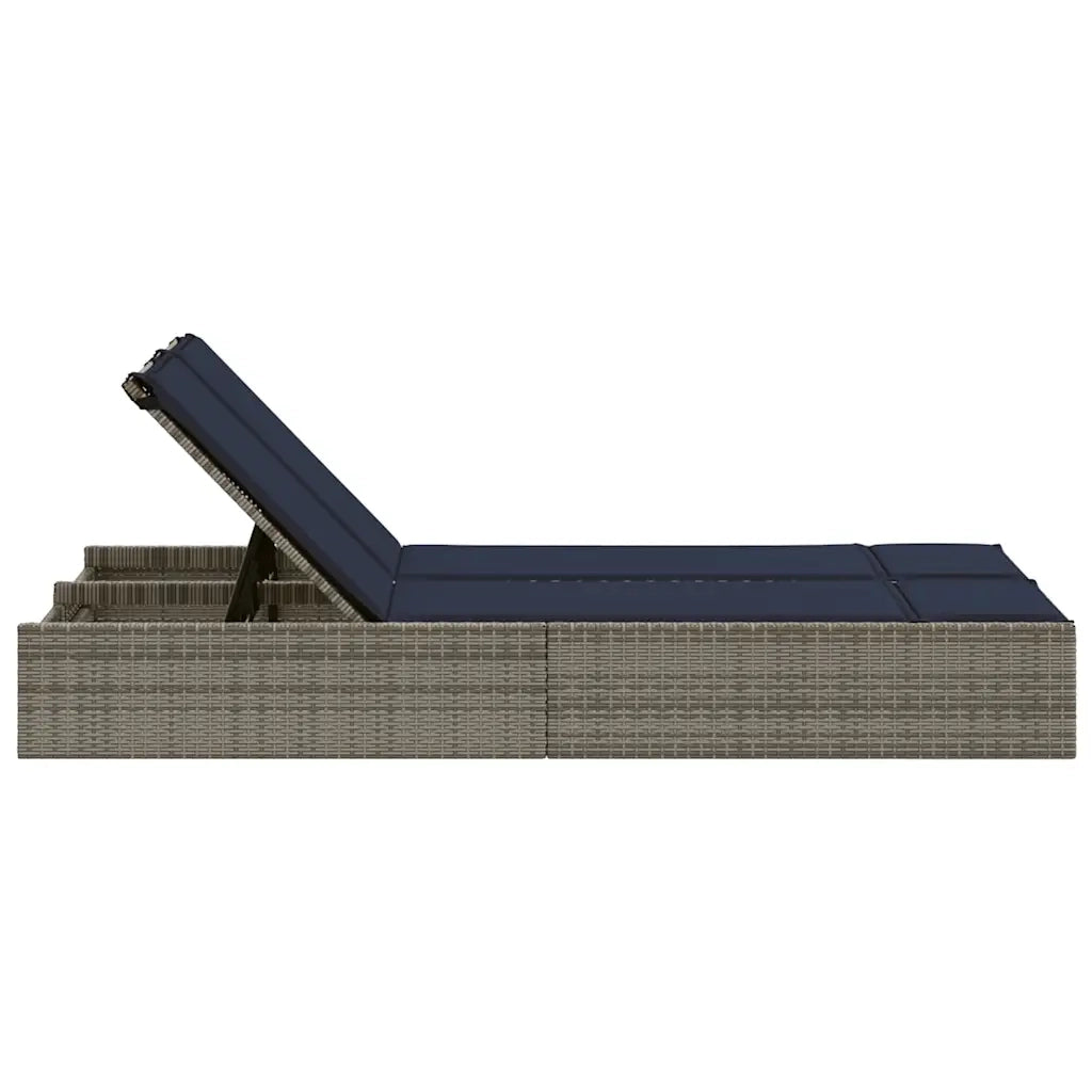 Lettino prendisole doppio con Cuscini in Polyrattan Grigio 368635