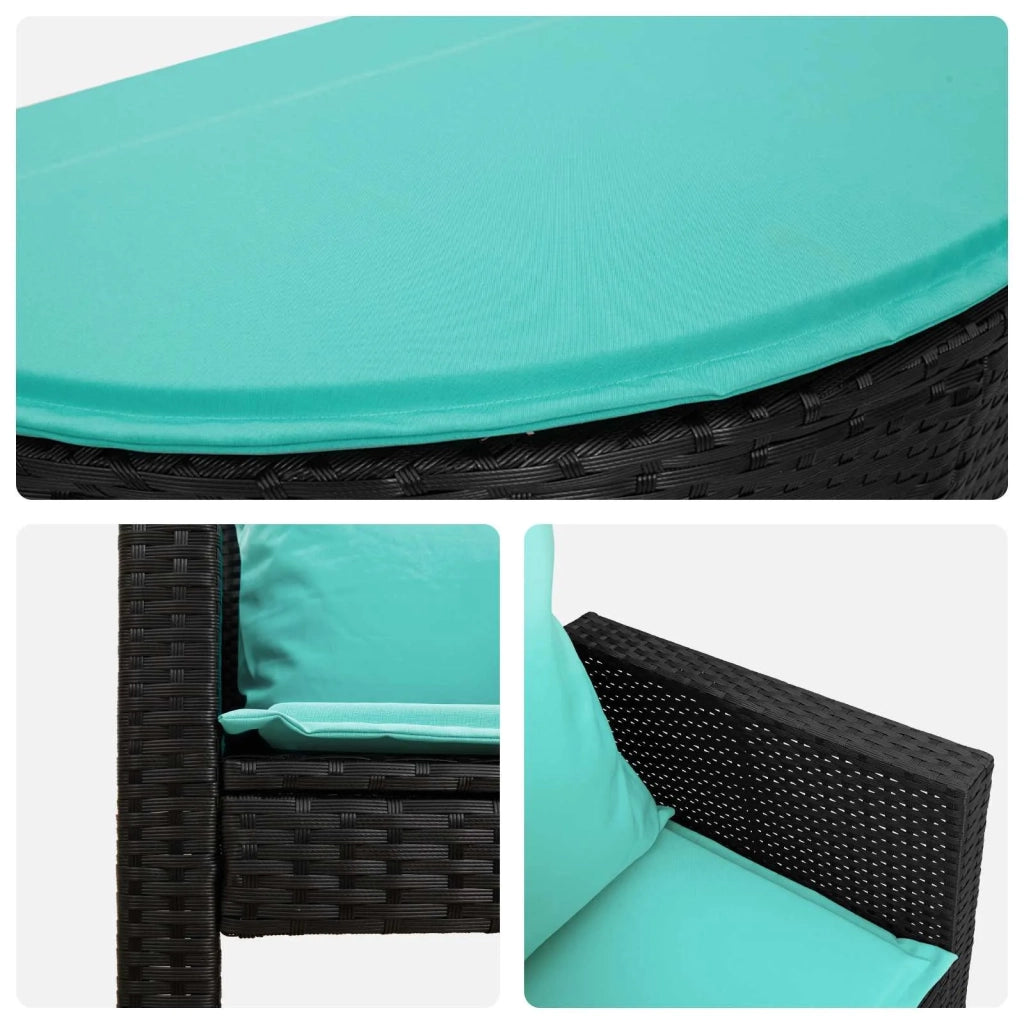 Divano da giardino con cuscino 8 pcs Nero e Turchese polyrattan 42025904