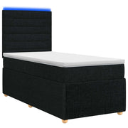 Letto Box Spring LED con Materasso Nero 90 x 200 cm Tessuto 3455764