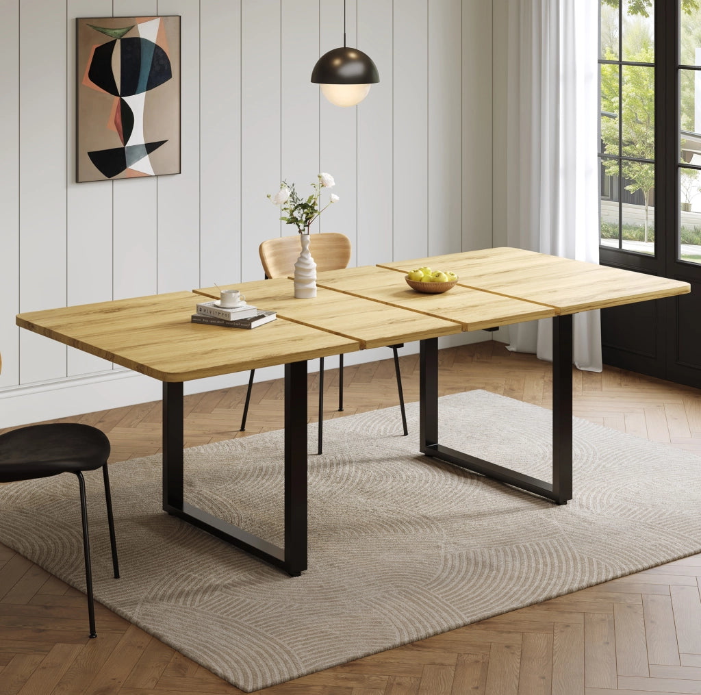 Tavolo da pranzo allungabile 140/180/220 x 80 cm in MDF; colore naturale