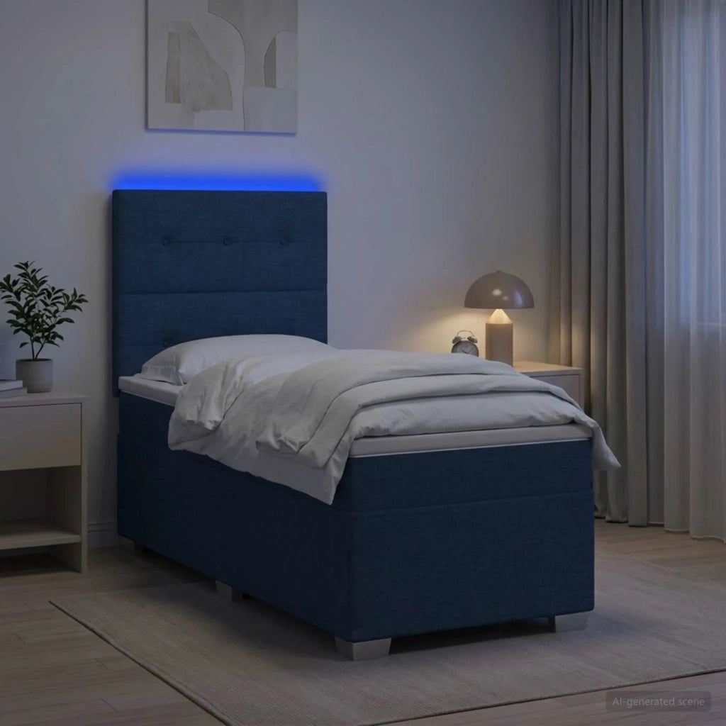 Letto box spring con materasso Blu 90 x 200 cm Tessuto 3454788