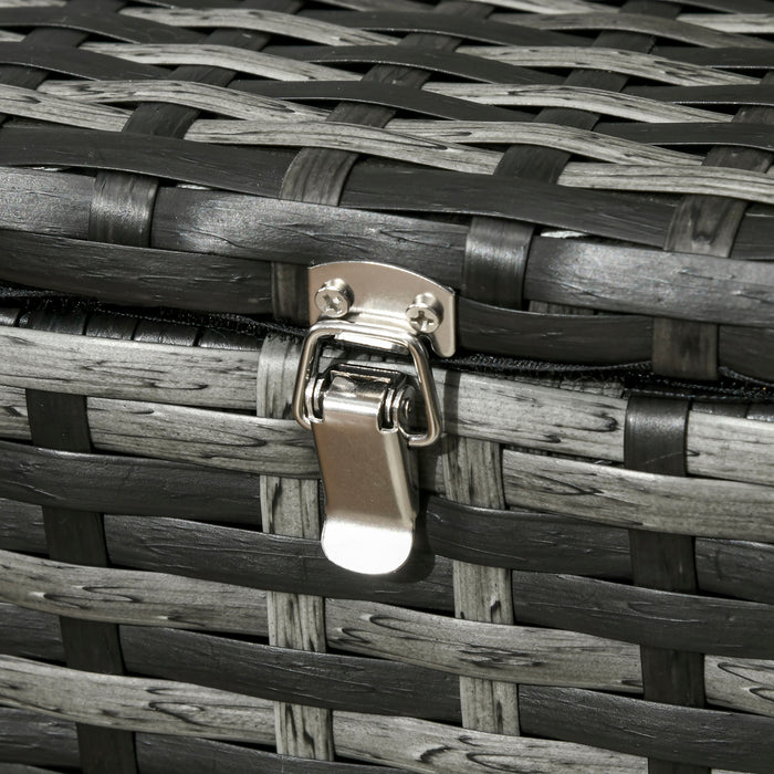 Set da Esterno 6 Pezzi con 2 Tavolini Contenitore 2 Divani e 2 Poltrone in Rattan e Acciaio Grigio