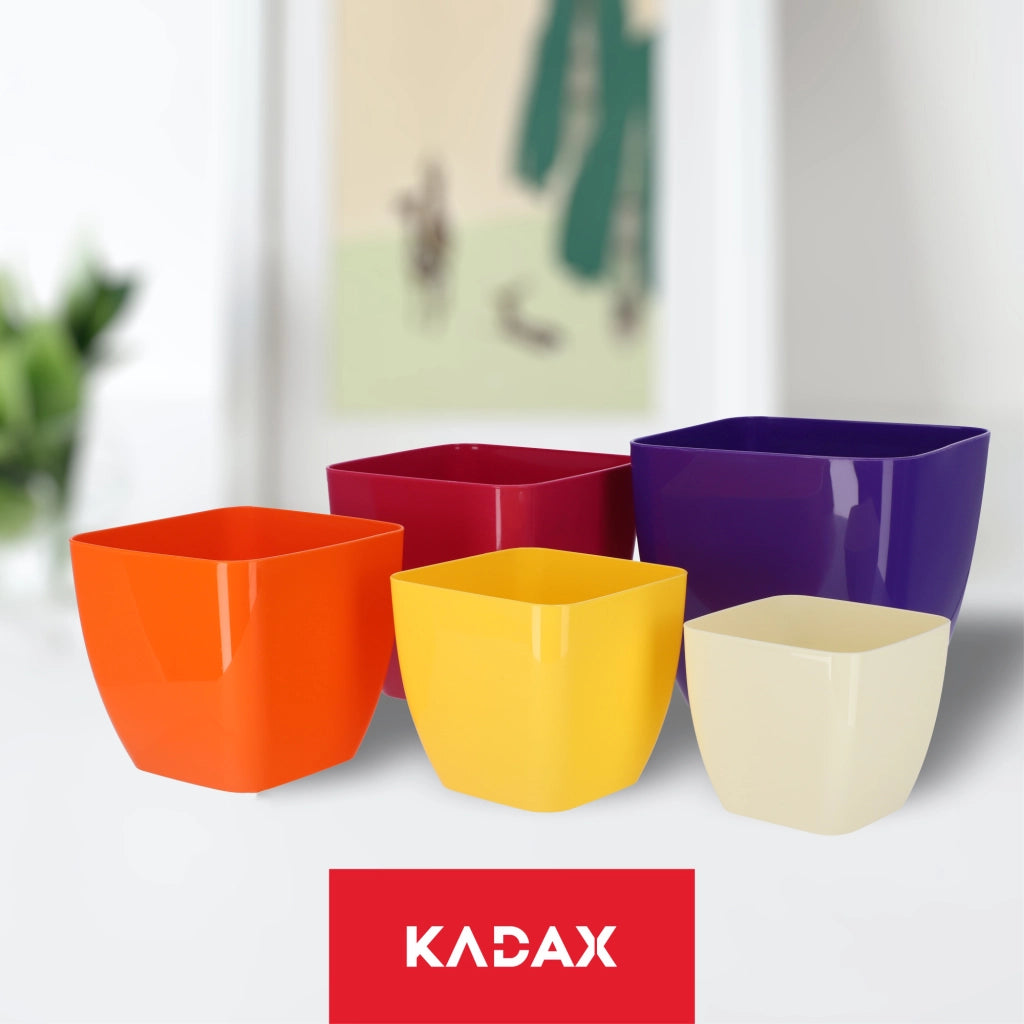 Vaso da fiori KADAX, Vaso da fiori, Quadrato, 16 cm, Plastica, Supporto per fiori, Beige