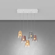 Lampadario Contemporaneo Shaded Metallo Bianco Vetro Multicolor 5 Luci E27