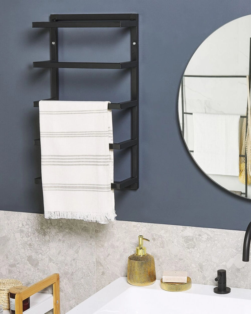 Portasciugamani in acciaio Nero opaco Accessori da bagno Porta salviette a parete Design moderno