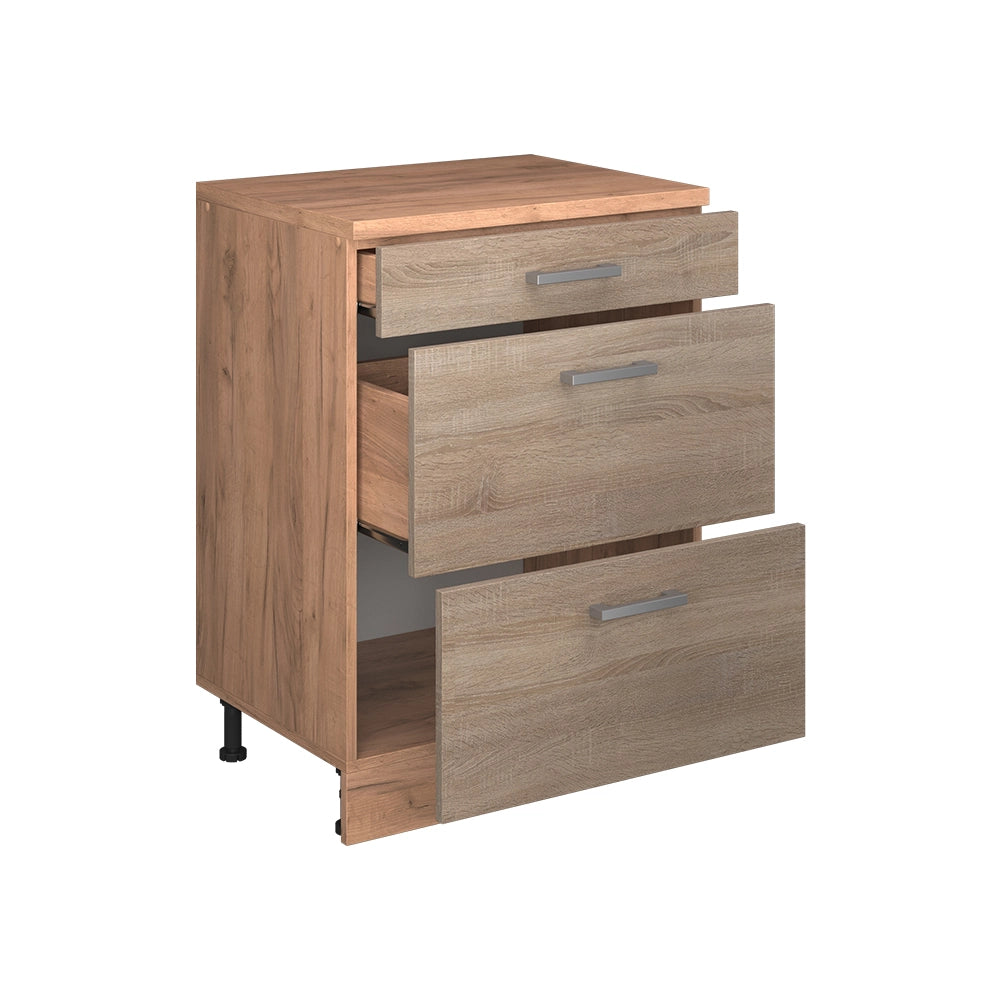 Mobile per mansarda Rion Sonoma/Rovere dorato 60 x 83.8 cm senza inclinazione con 3 cassetti Vicco