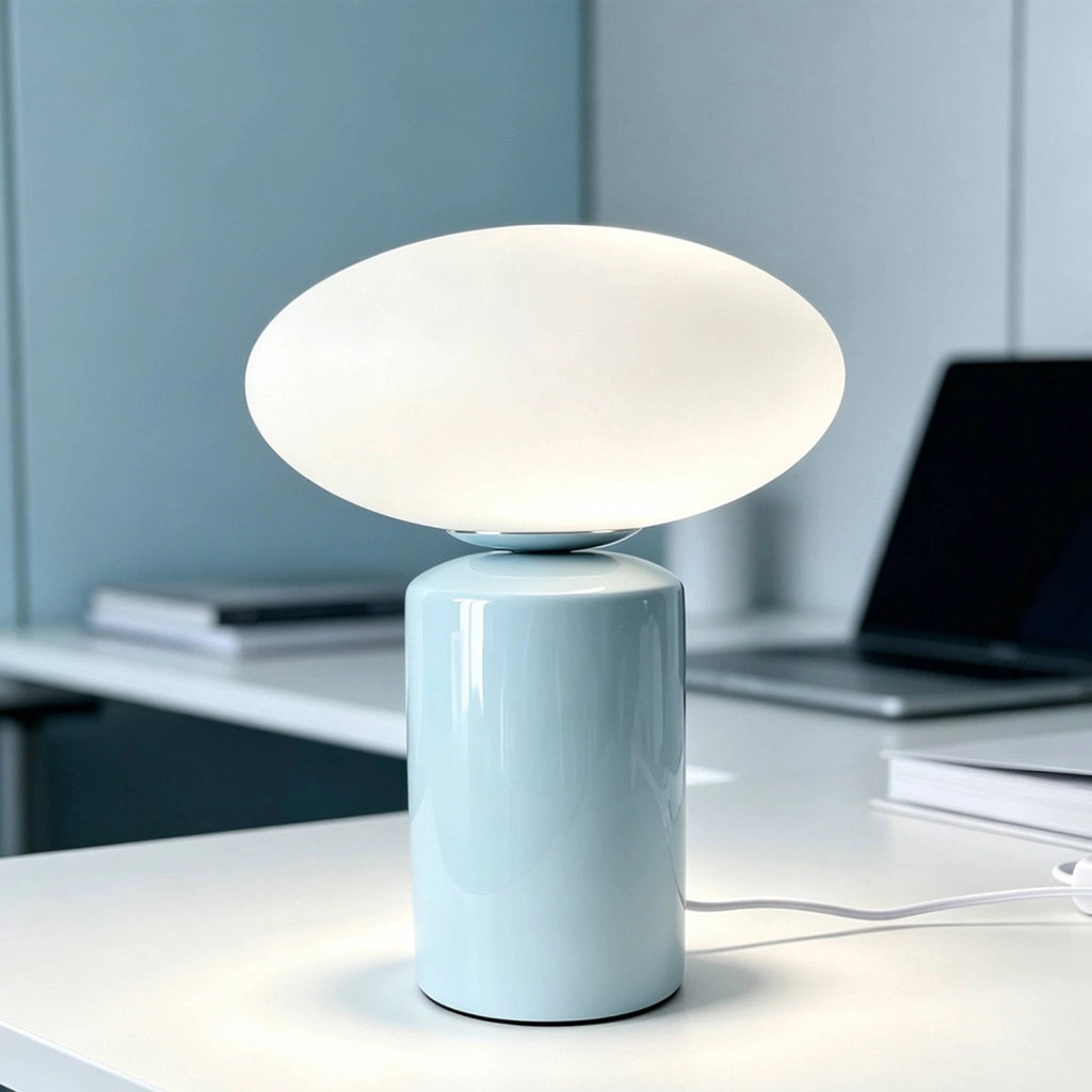 Lampada da tavolo per interni in ceramica e vetro, ø25,5 cm, blu