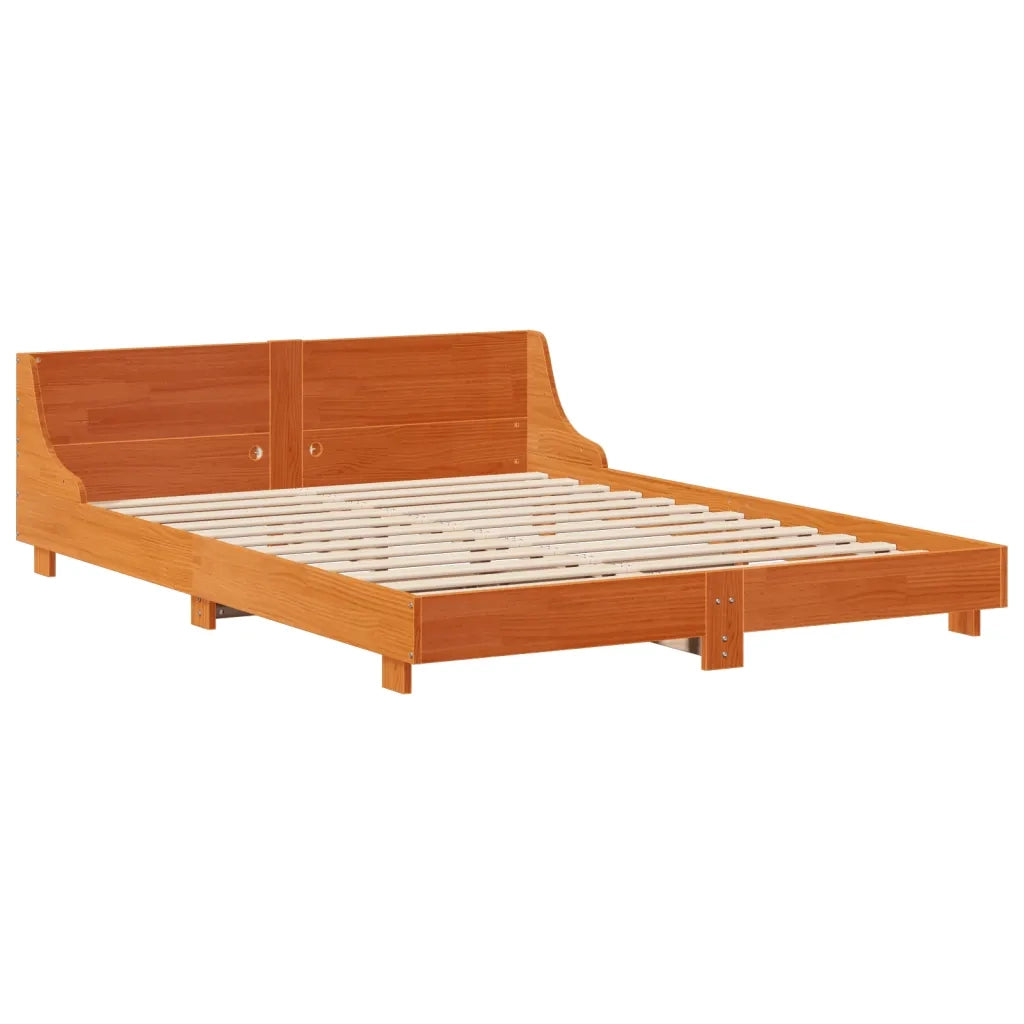 Letto senza Materasso Marrone Cera 160x200 cm in Legno di Pino 850724
