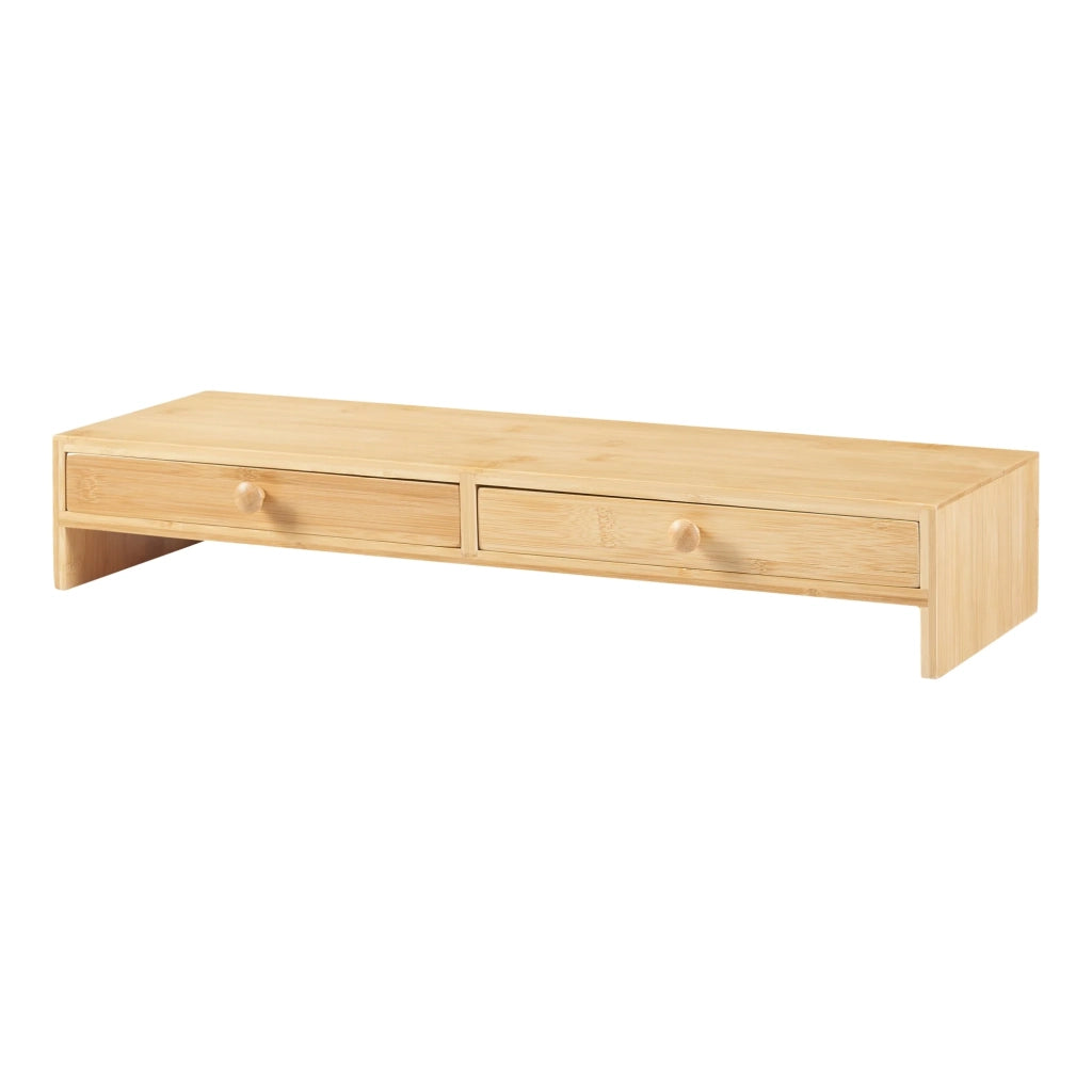 Rialzo per monitor in bambù con 2 cassetti 56 x 18 x 10 cm naturale 03_0010518