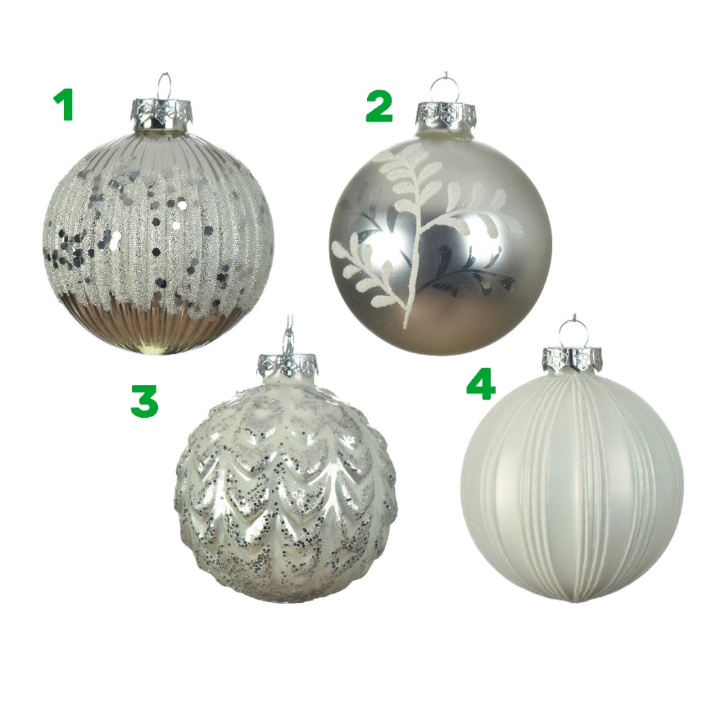 Palla bianca argento 8 cm