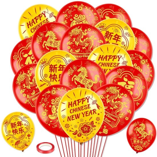 Decorazioni per Feste - 30 pezzi - Rosso/ Oro - Cinese Nuovo Anno - 30 cm - Latice - Stili Tematici Tradizionali - Palloni da Festa