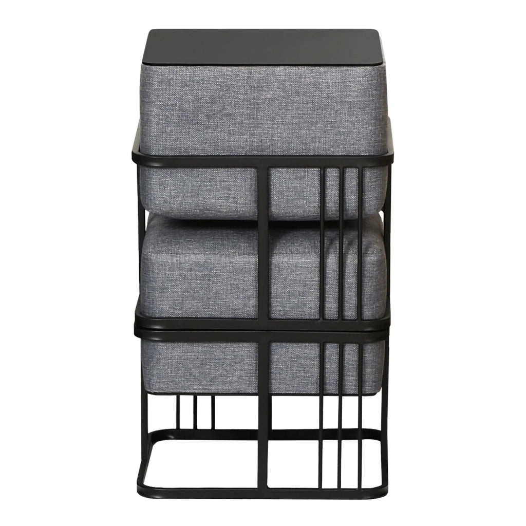 Set di 2 pouf impilabili design moderno e senza tempo 38 x 38 x 38 cm multifunzionali quadrati grigio scuro 03_0009691