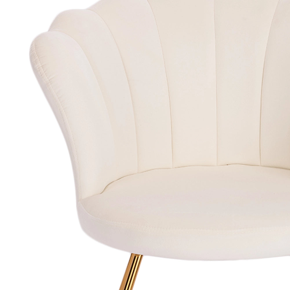 Poltrona Sedia Relax con Schienale e Seduta in Velluto Beige Struttura Metallo