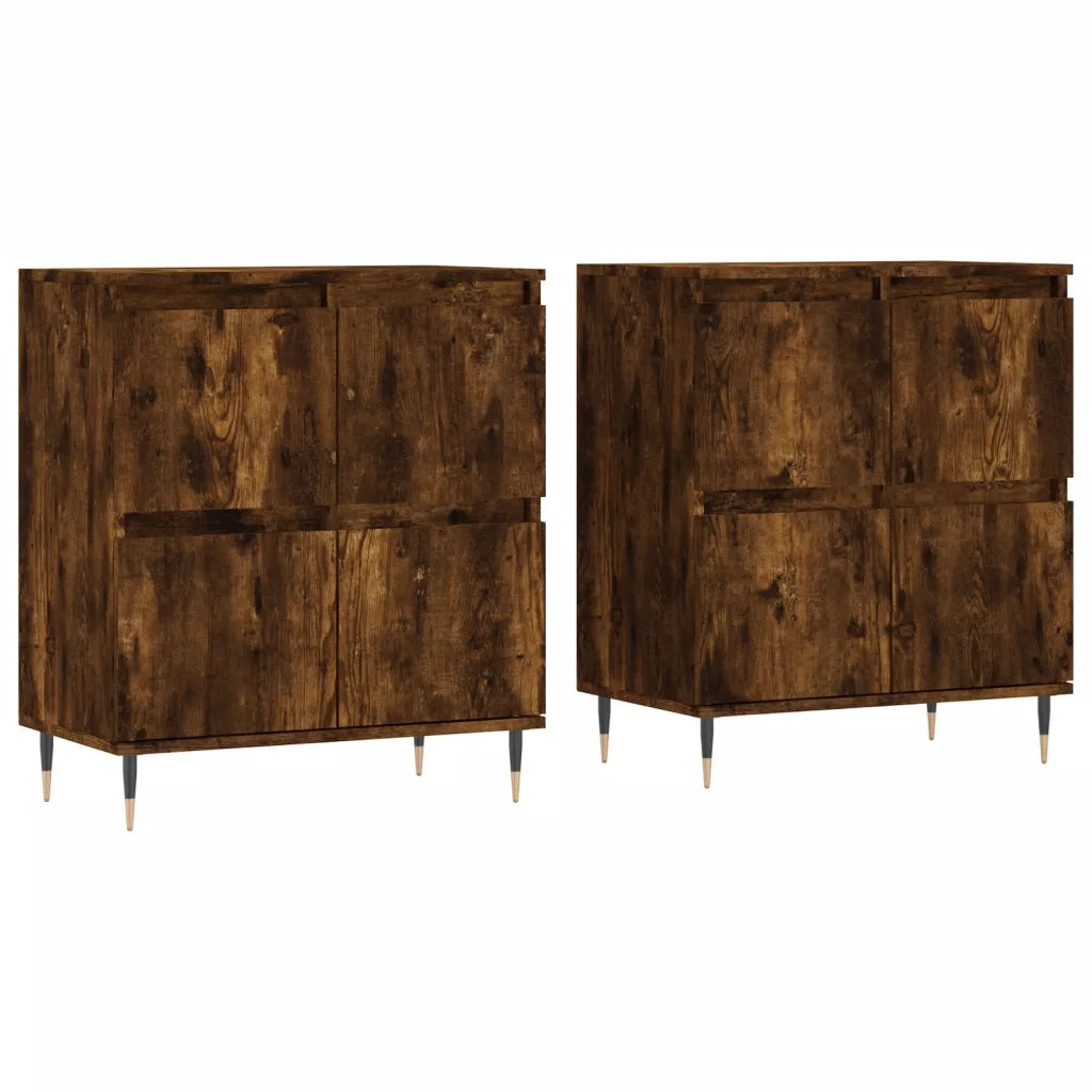 Credenze 2 pz | Madia | Buffet da pranzo | Armadio da pranzo Rovere Fumo in Legno Multistrato