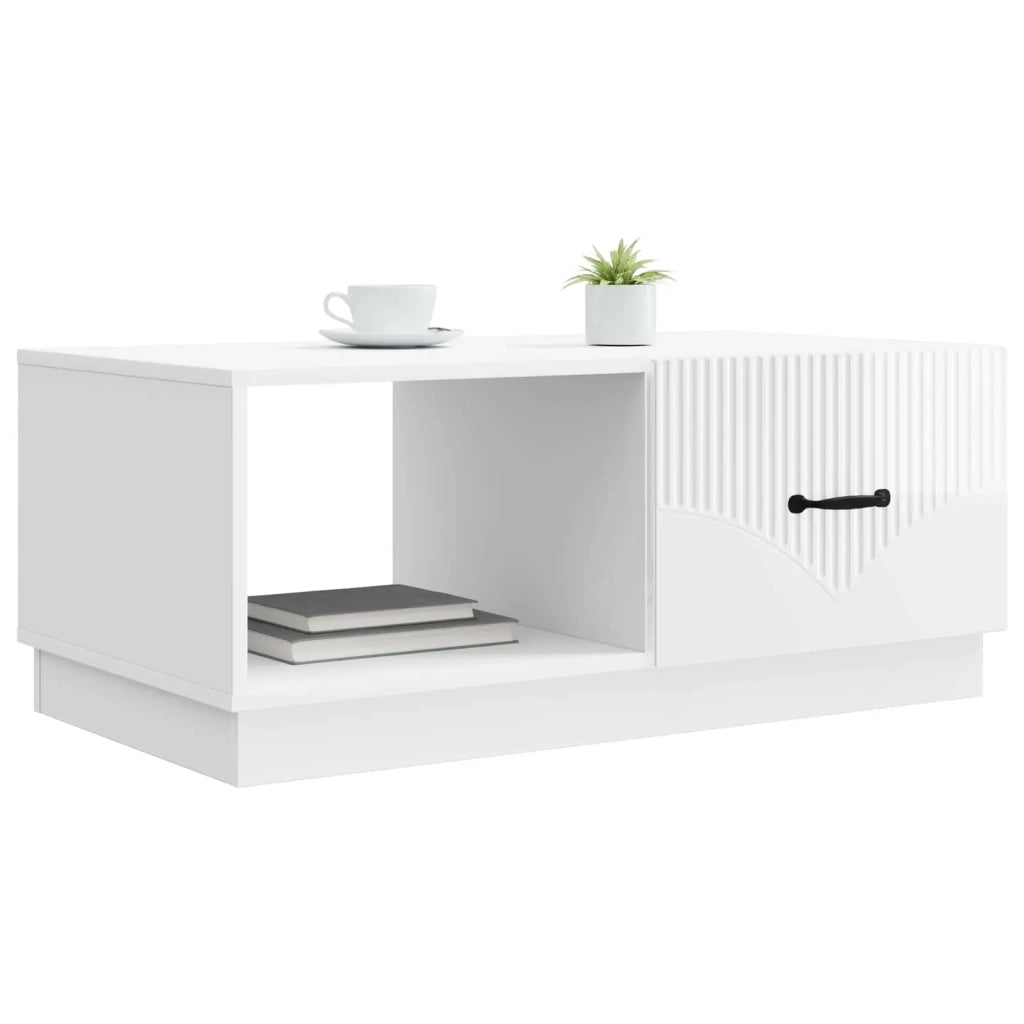 Tavolino da salotto Bianco Lucido 90 x 50 x 37 cm