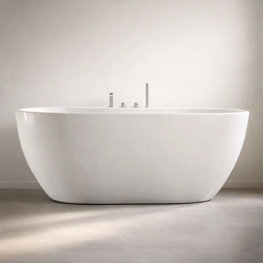 Vasca da bagno free standing ovale acrilico bianco lucido 3 misure h 60 cm *** misure 150x80x60 cm, confezione 1