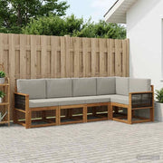 Set di divani da esterno 7 pz Naturale e Grigio Chiaro 3385292