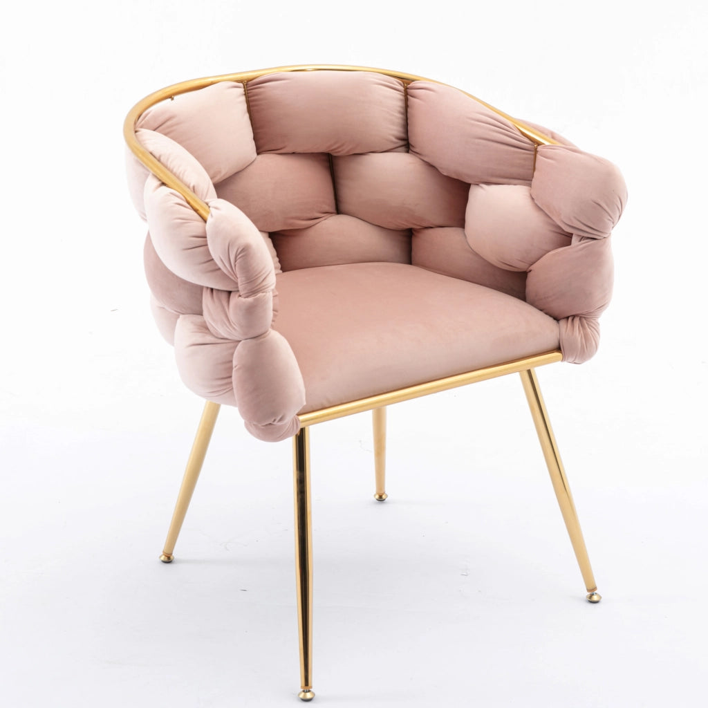 SEDIA Imbottita in velluto rosa con struttura in metallo Set da 2 pezzi