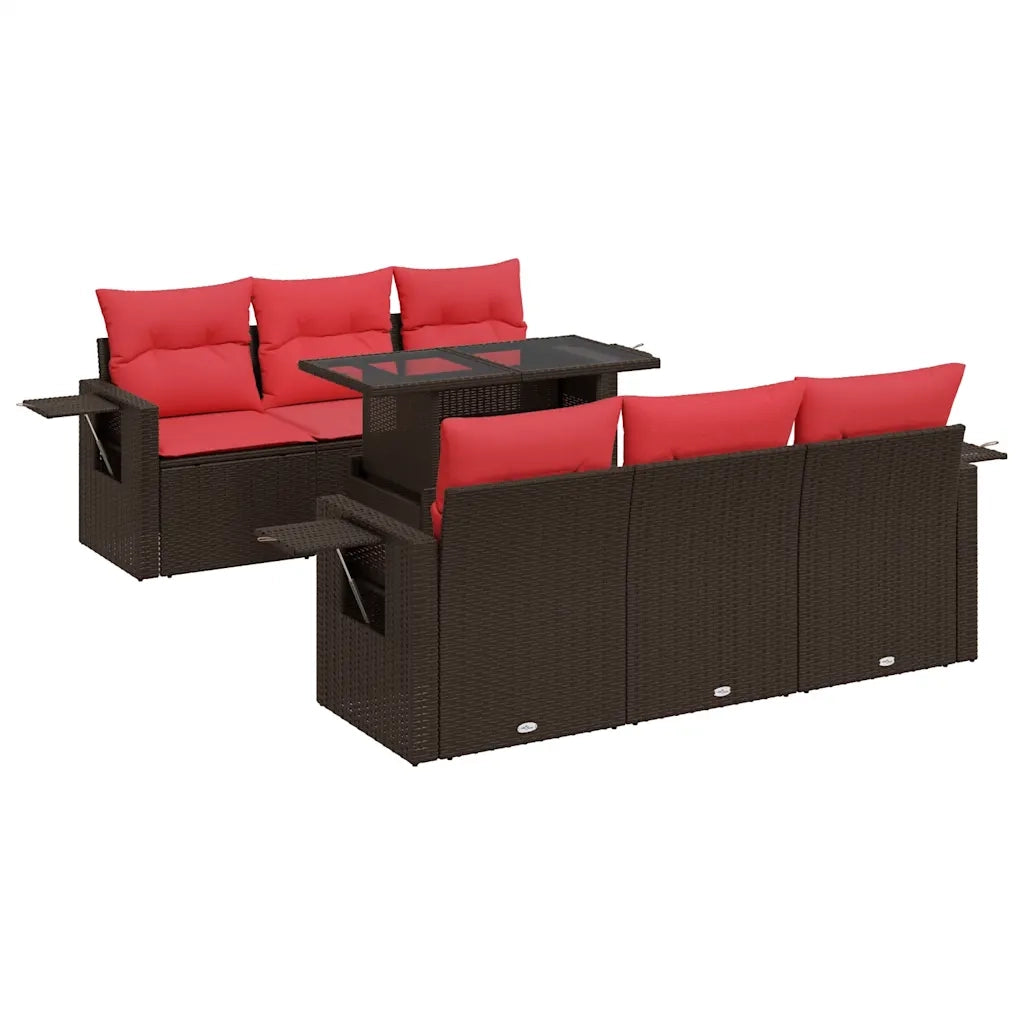 Set Divani da Giardino 7pz con Cuscini Marrone Polyrattan Acacia 3326425