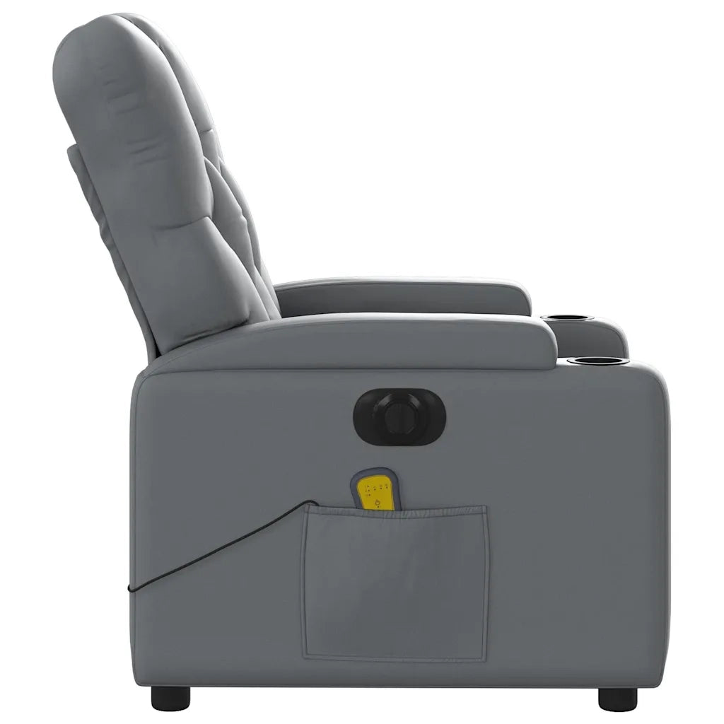 Poltrona Massaggiante | Sedia Relax Elettrica Reclinabile Grigio Similpelle