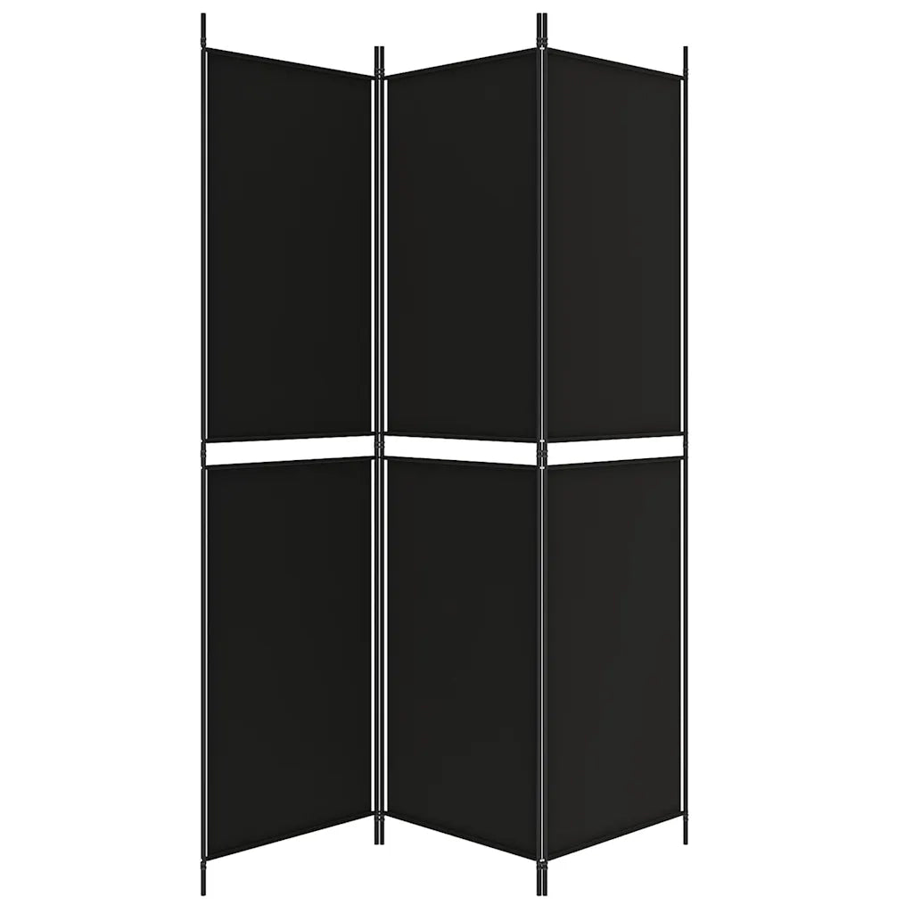 Divisorio a 3 Pannelli Nero 150x200 cm in Tessuto 350229