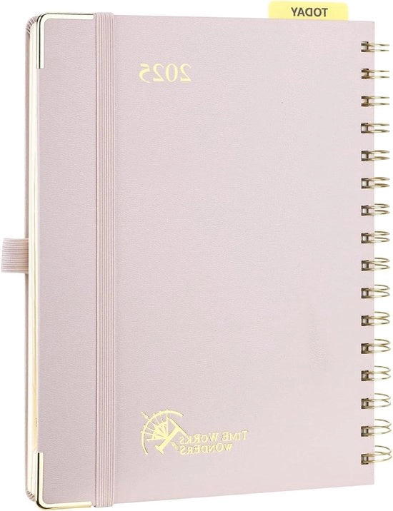 Agenda 2025 Weekplanner - 12 Mesi - Gennaio 2025 a Dicembre 2025 - 215 x 16 cm - Copertina Rigida - Linea in Plastica - Rosa Chiaro - 100 GSM Carta