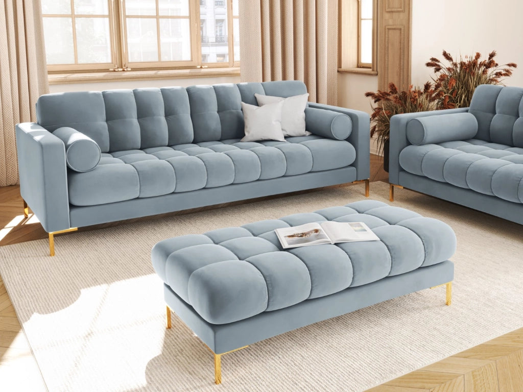 Cosmopolitan Design - Divano "Bali" 3 posti in velluto azzurro 