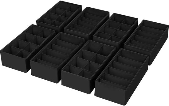 Organizzatore di carico per armadio - Set di 8 organizzatori, 30 x 15 x 9 cm Sistema di organizzazione per armadio, abbigliamento per bambini, calze, pannolini, nero