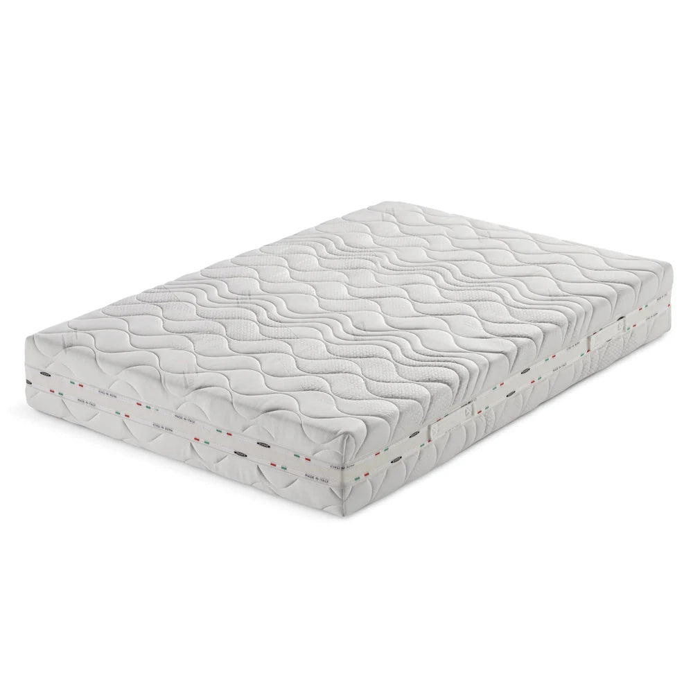 Materasso sfoderabile MADE IN ITALY CRYSTAL 120X190 con molle insacchettate, 4 cm di Memory Foam a 9 zone, rivestimento in tessuto antiacaro termoregolante e fascia traspirante