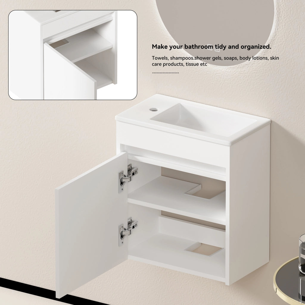 Mobile bagno bianco 46 cm con ampio spazio contenitore e 1 porta con chiusura morbida