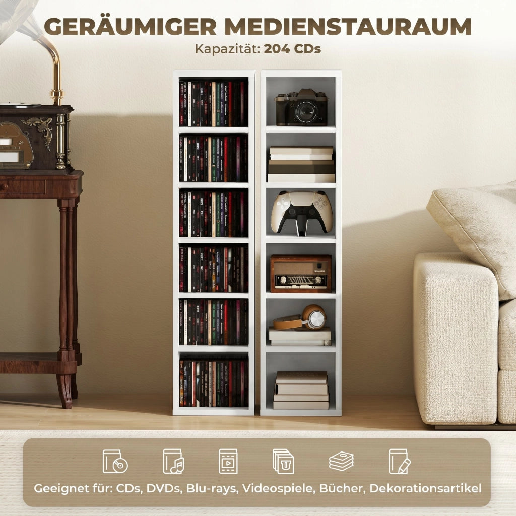 Scaffale per CD e DVD regolabile ¨C Minimal ¨C Bianco 80x24x20