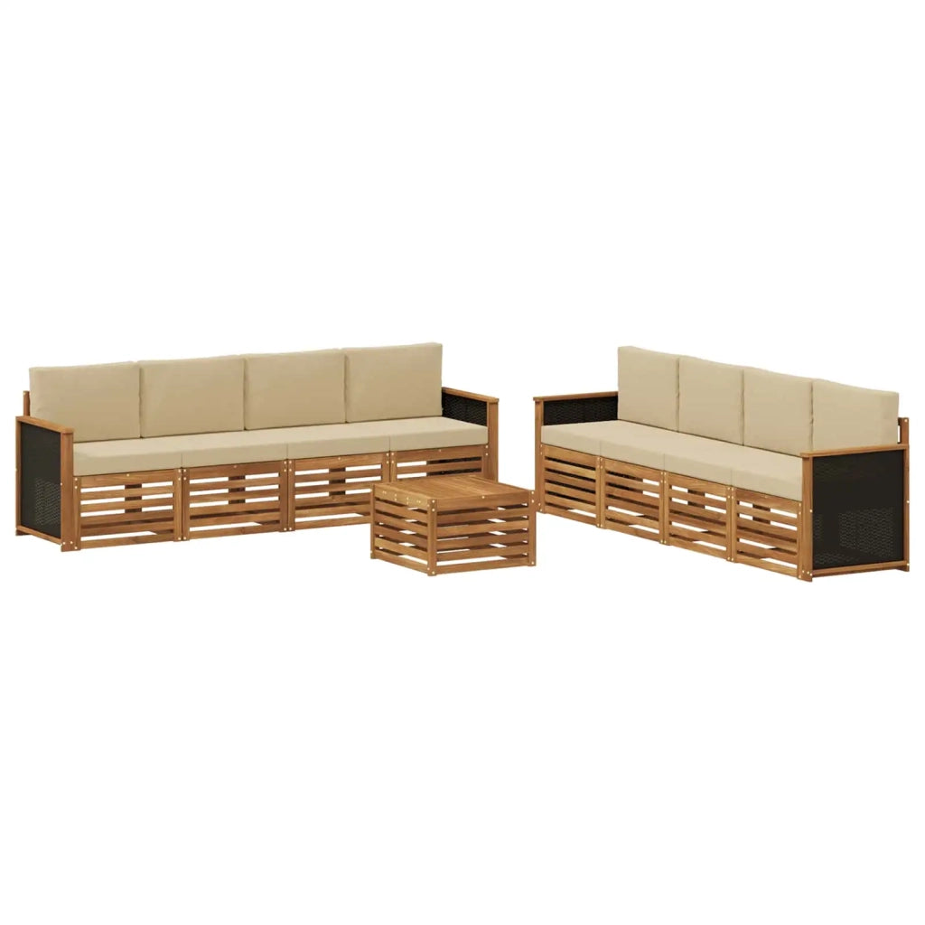 Set di divani da esterno 9 pz Naturale e Beige 3384164