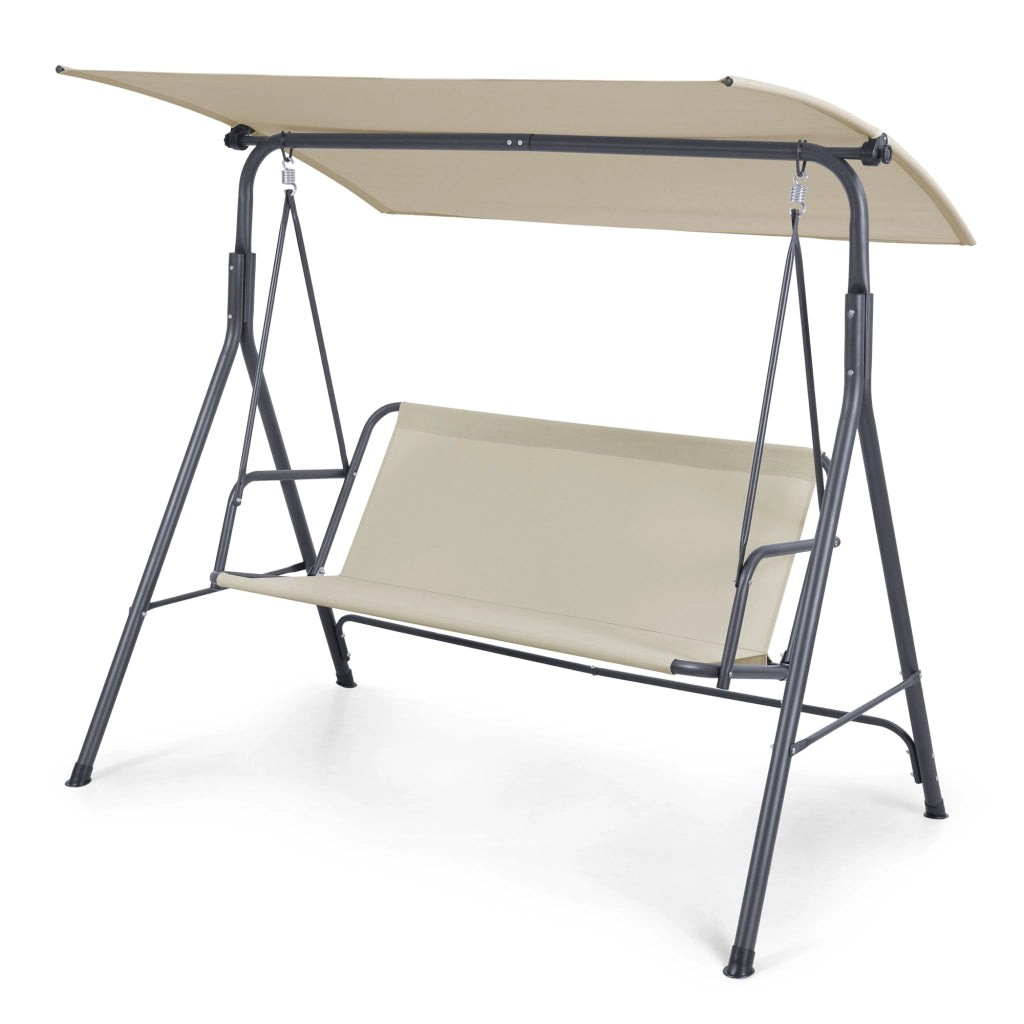 Dondolo da Giardino Satten a 3 Posti con Tettuccio Parasole 173x119x153 cm - Grigio / Beige [en.casa]