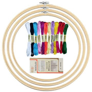 Set di Bordure di Bambo con 3 Dimensioni - 10/15/20 cm - Incluso 16 Aghi per Puntura - 12 Colori di Filato per Puntura - Leggero e Robusto