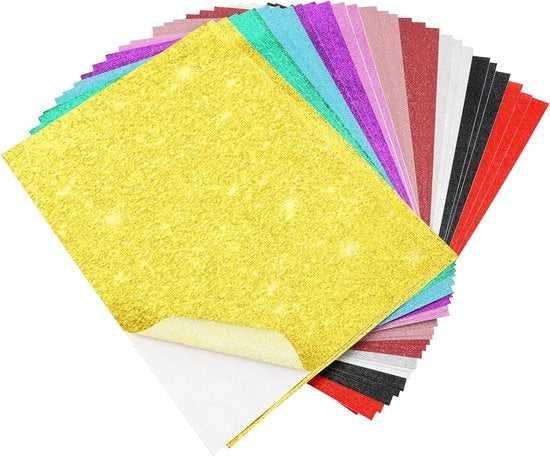Papier da disegno glitter 30 fogli A4, formato A4, colorato e self-adesivo