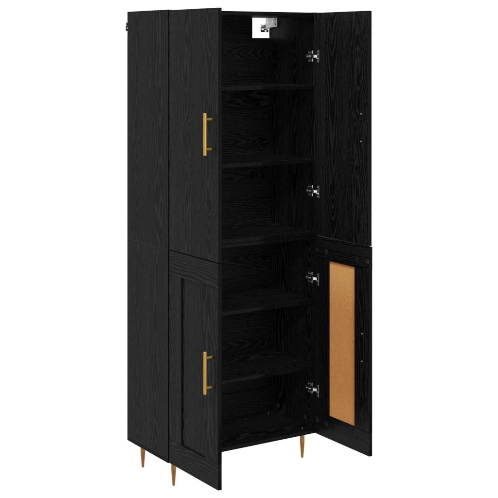 Credenza-Buffet-Armadio da cucina Rovere Nero 69,5 x 34 x 180 cm Legno multistrato 405268