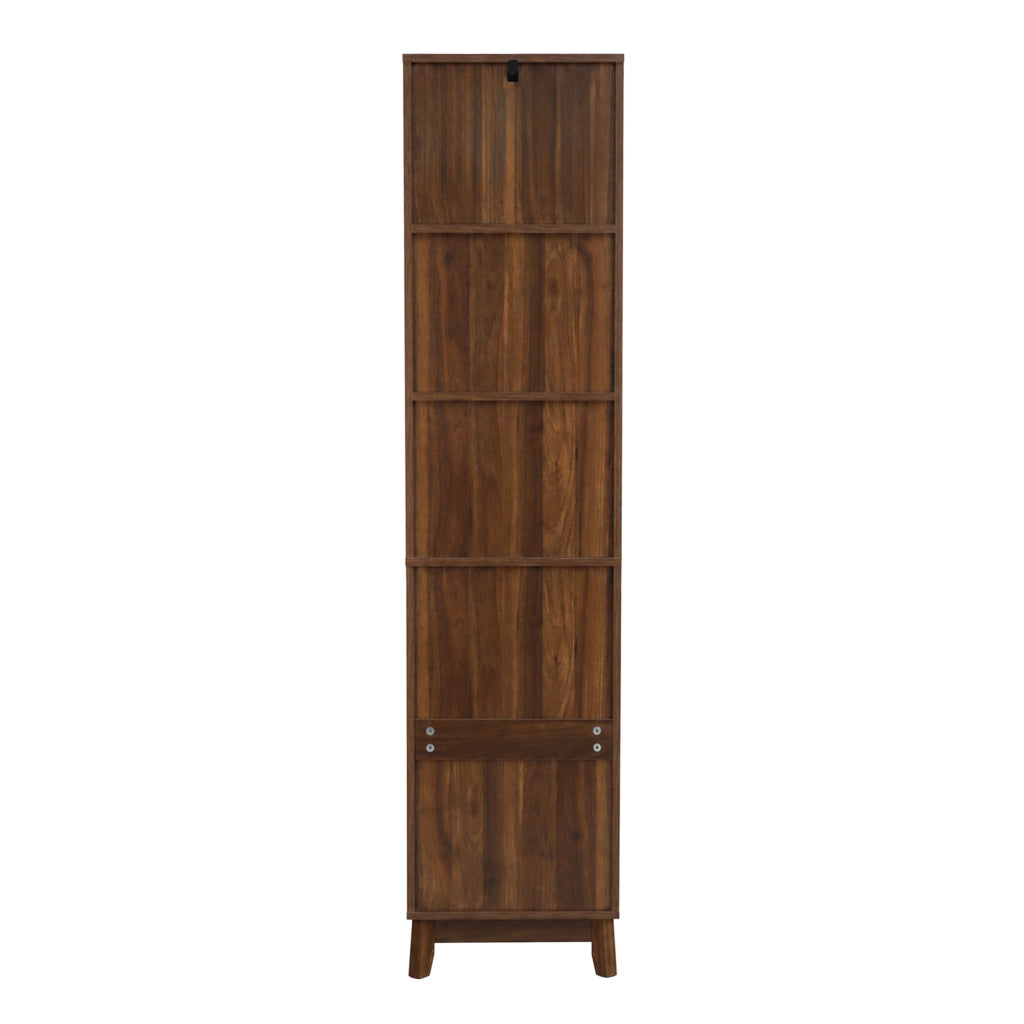 Colonna bagno con 1 anta reversibile; 1 cassetto e vani aperti con chiusura soft-close per bagno; in MDF; noce