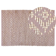 Tappeto rettangolare in cotone e iuta beige e rosa 140 x 200 cm soggiorno camera da letto