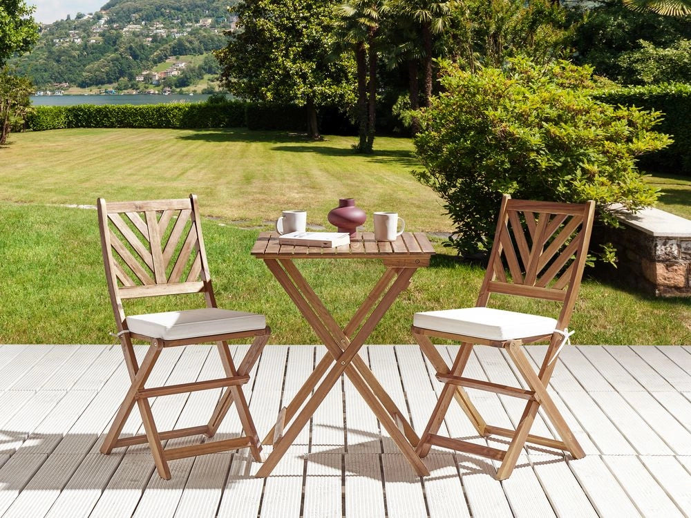 Set di 2 cuscini per sedia da giardino bianco motivo per esterno legami resistenti ai raggi UV