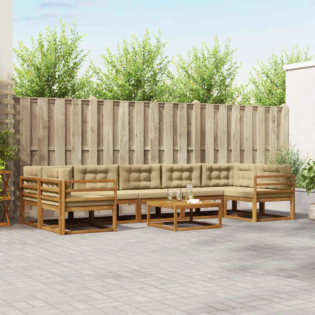 Set di divani da esterno con cuscino 8 pcs Naturale e Beige